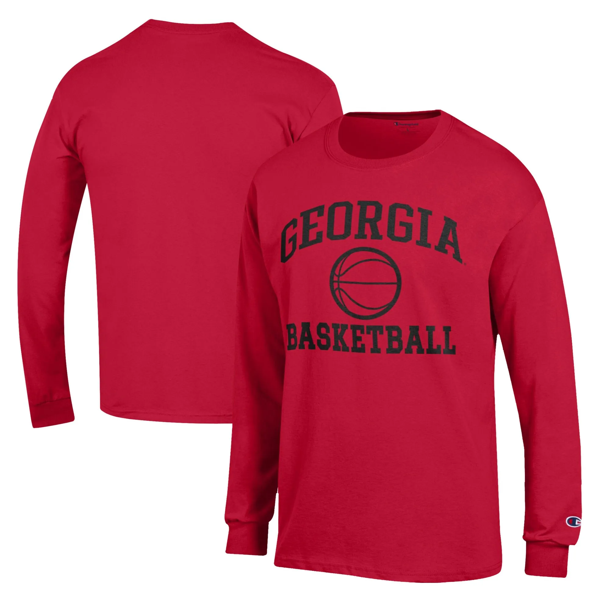 Men's Champion Red Georgia Bulldogs Basketball Icon Long Sleeve T-Shirt