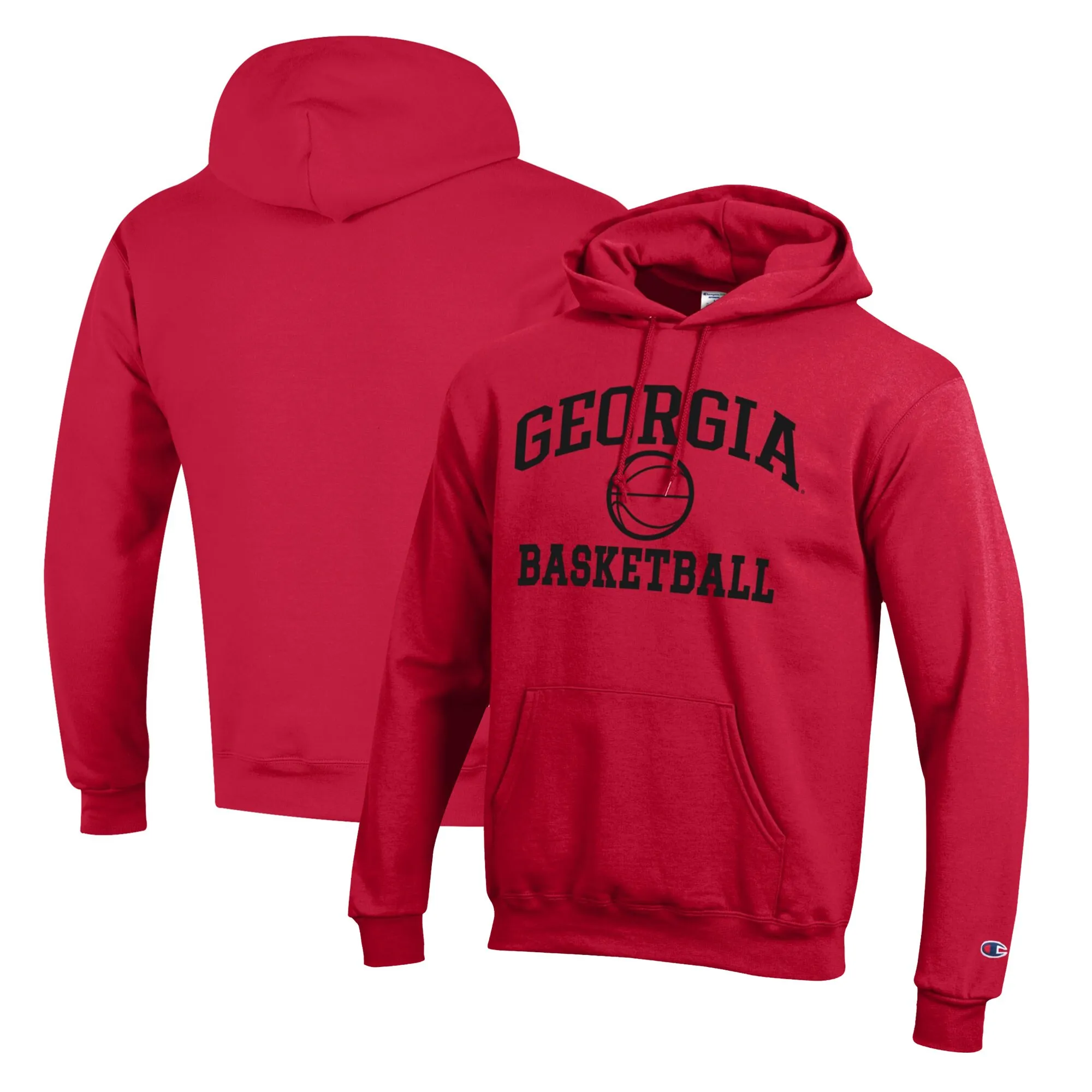 Men's Champion Red Georgia Bulldogs Basketball Icon Pullover Hoodie
