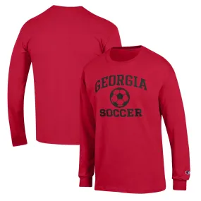 Men's Champion Red Georgia Bulldogs Soccer Icon Long Sleeve T-Shirt