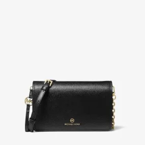 Michael Kors Jet Set Large Pebbled Leather Crossbody Bag | Black