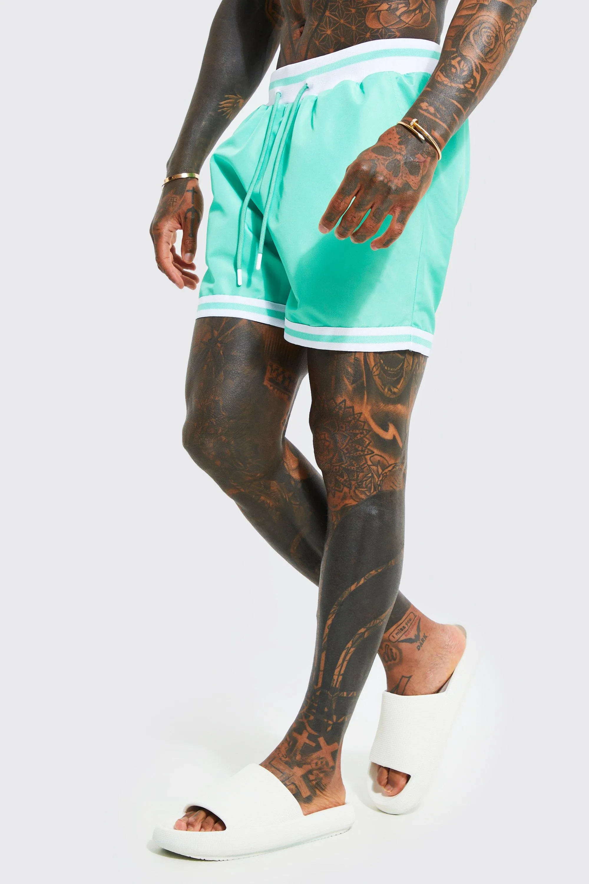 Mid Length Basketball Swim Shorts