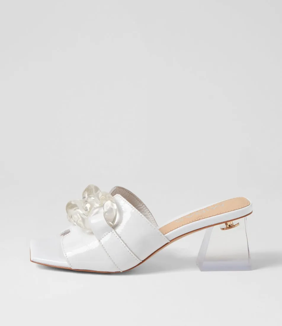 MIDAS Rooly White Patent Leather Sandals