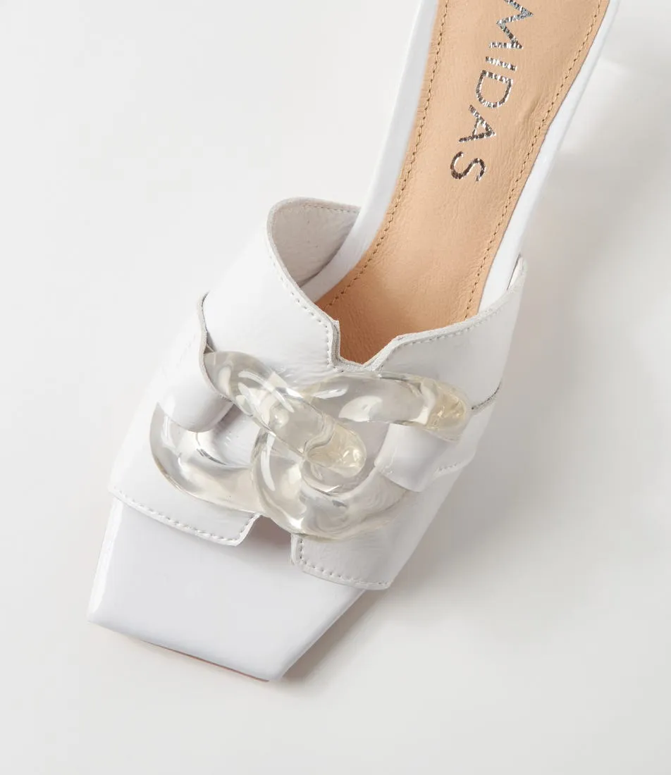 MIDAS Rooly White Patent Leather Sandals