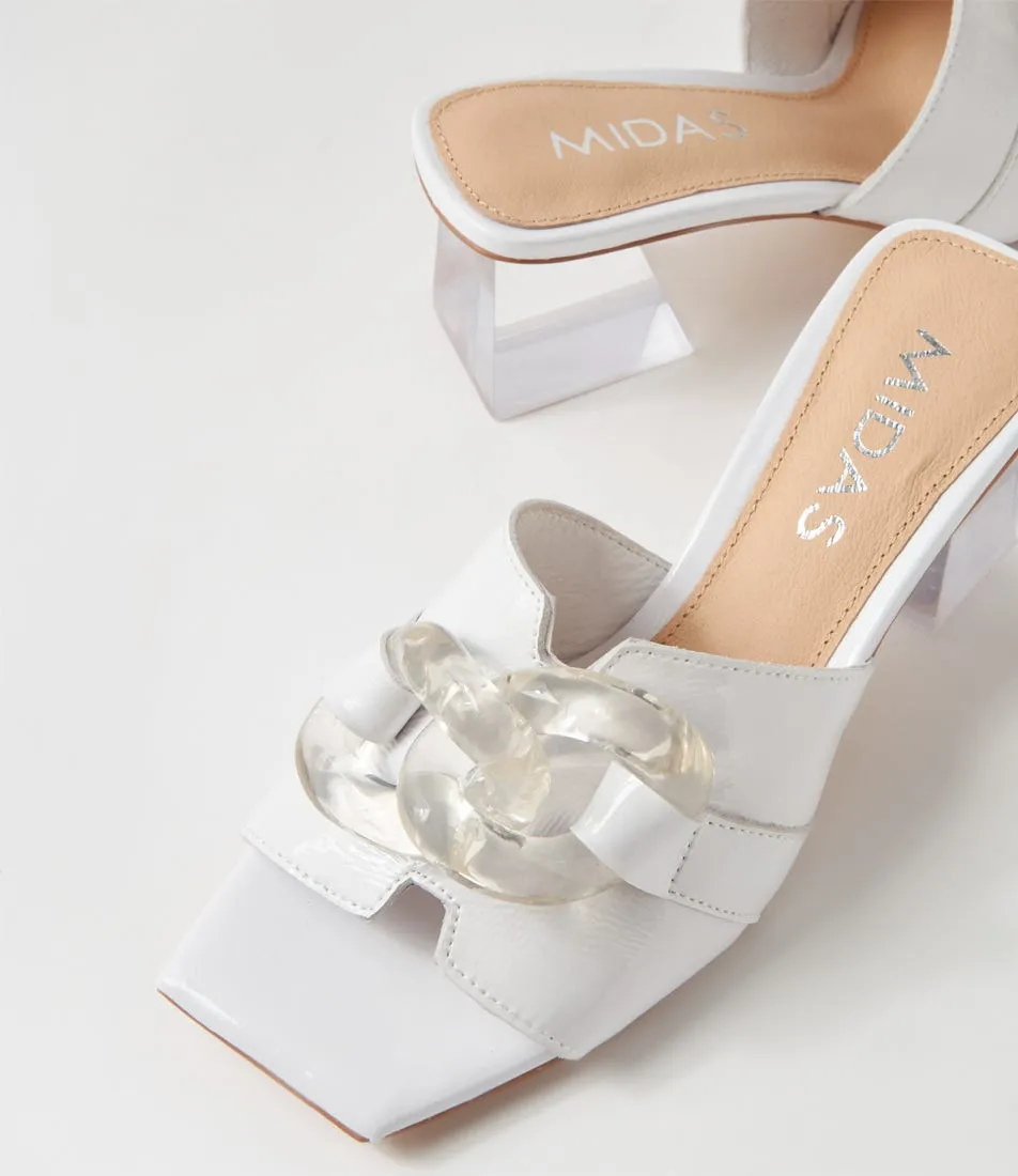 MIDAS Rooly White Patent Leather Sandals