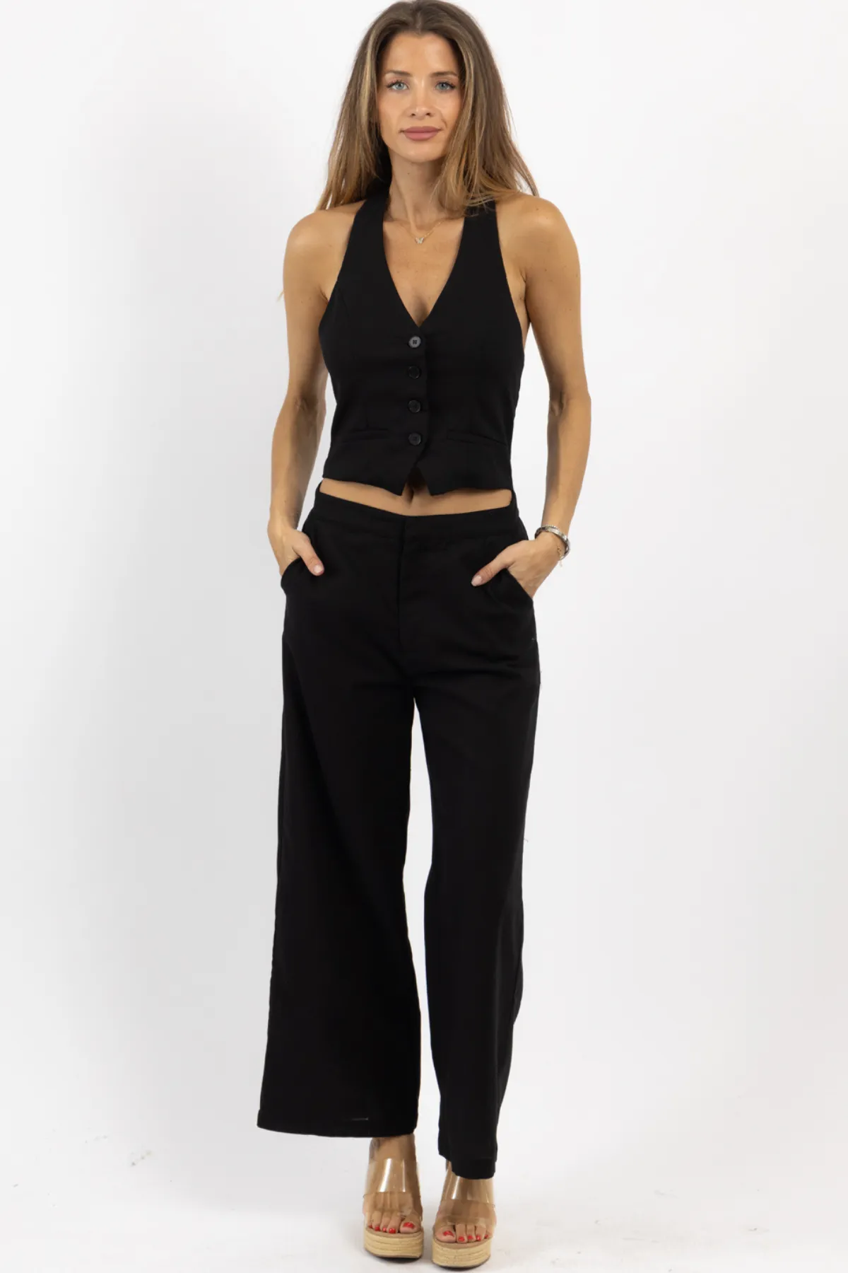 MILO BLACK VEST JUMPSUIT