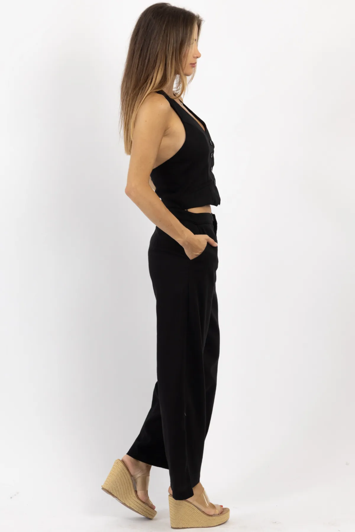 MILO BLACK VEST JUMPSUIT