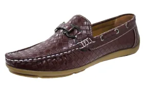 MOCASSINI UOMO DIAMOND SCARPE CASUAL ELEGANTI BORDEAUX MAN'S SHOES CON FIBBIA