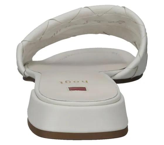 Mules de mujer högl con tiras en diseño trenzado sandalias de piel auténtica 3-10 1520 1200 blanco