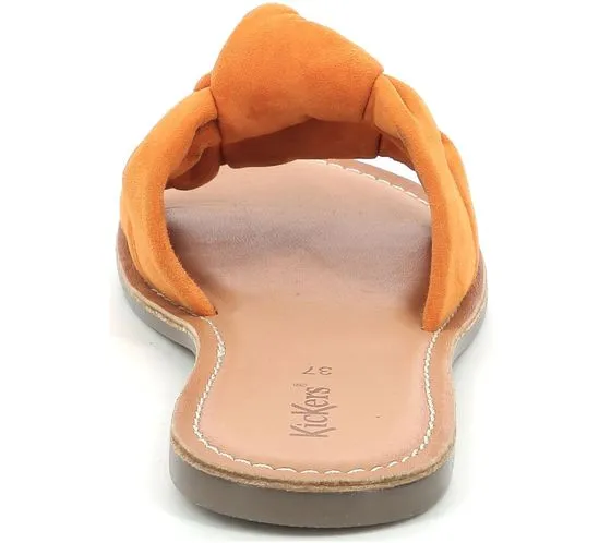 Mules Kickers Divalto de piel auténtica para mujer con tiras y diseño de nudo 895080-50 73 Naranja