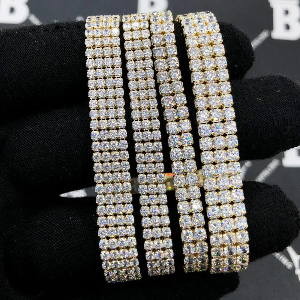 Multi Row Tennis Bracelet 3MM VVS CZ 10K Yellow Gold