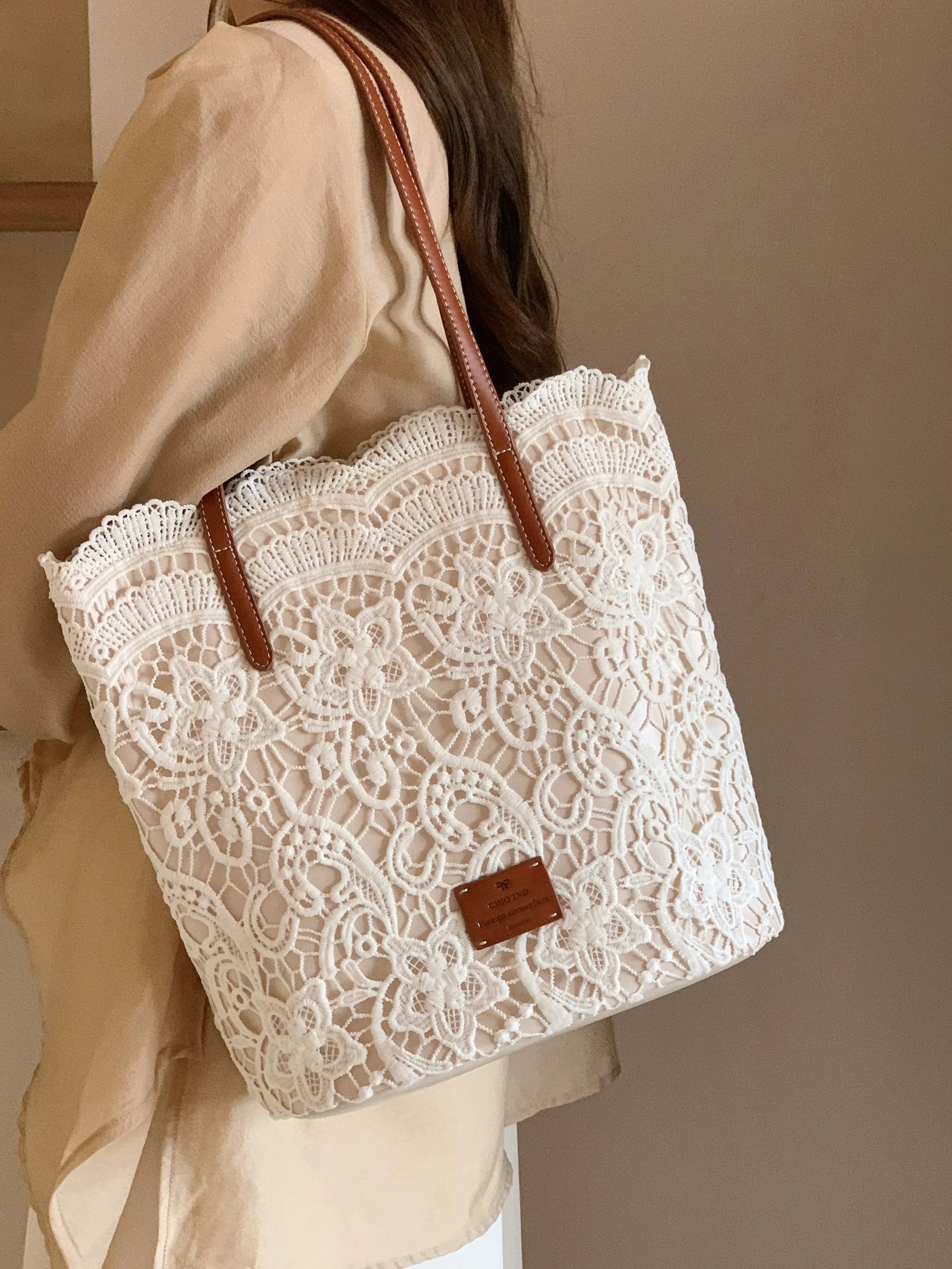 Nanfeng Chio2nd Lace Lady Tote Bag Women 2024 New Summer French Large Capacity Shoulder Bag