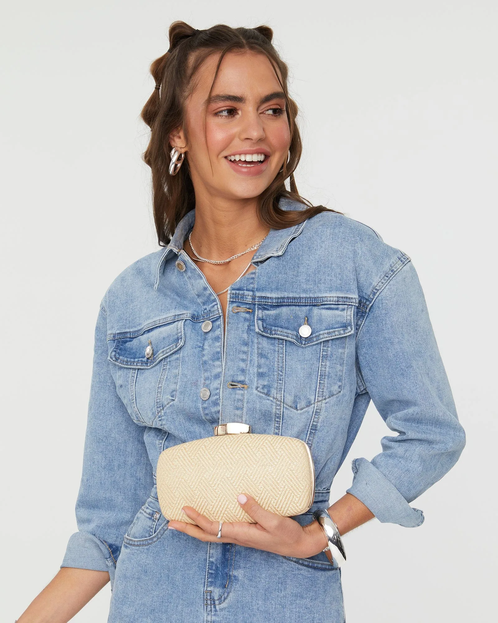 Natural Talia Woven Clutch Bag