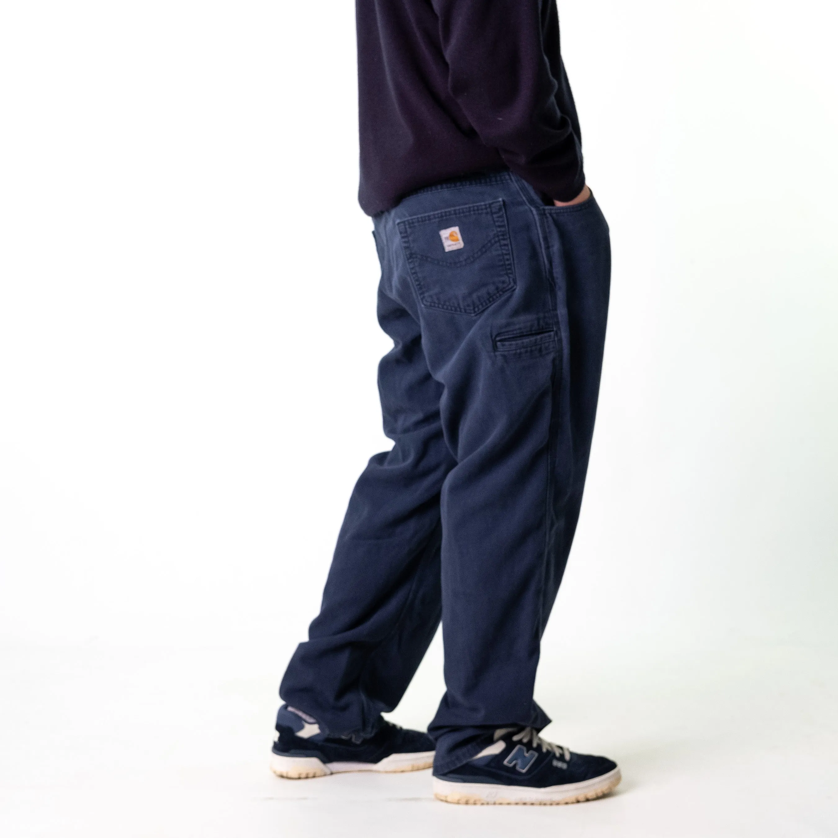 Navy Blue 90s Carhartt  Cargo Skater Trousers Pants Jeans (38x32)