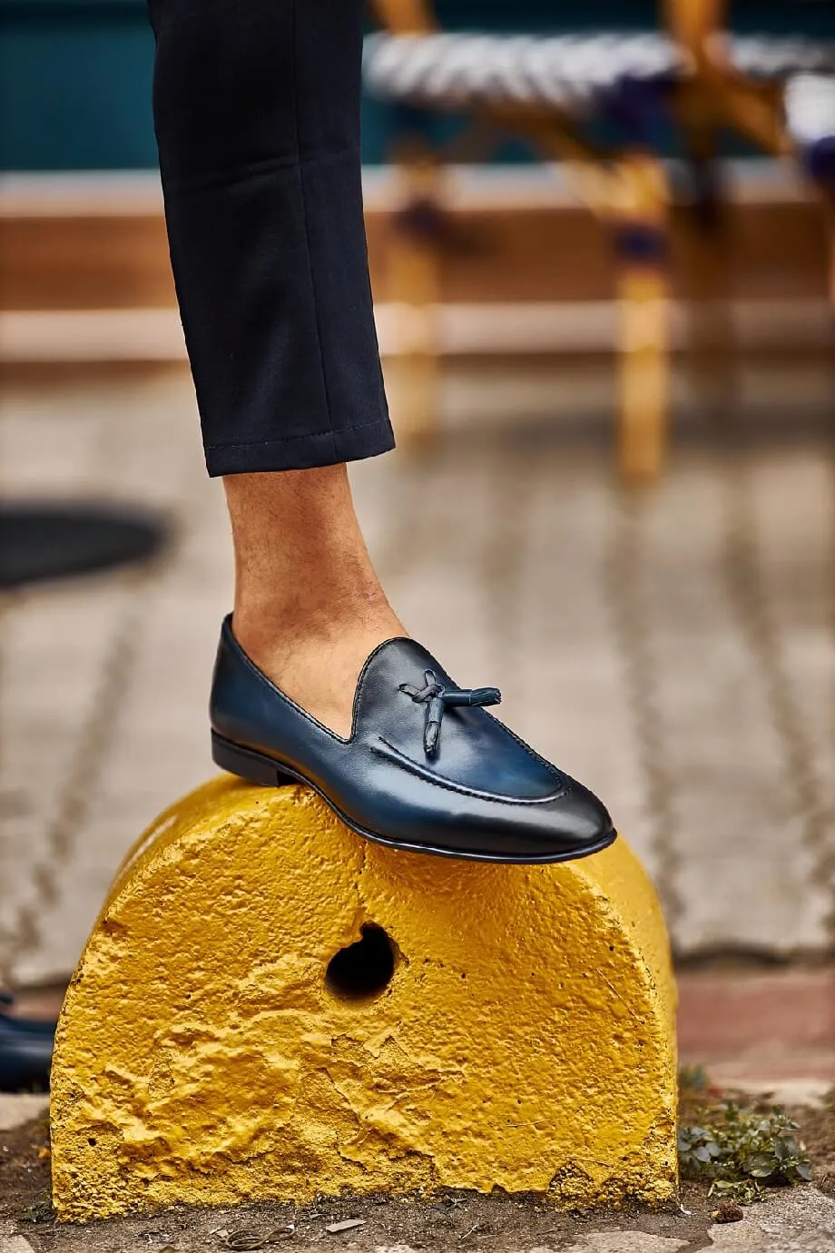 Navy Blue Tassel Loafers