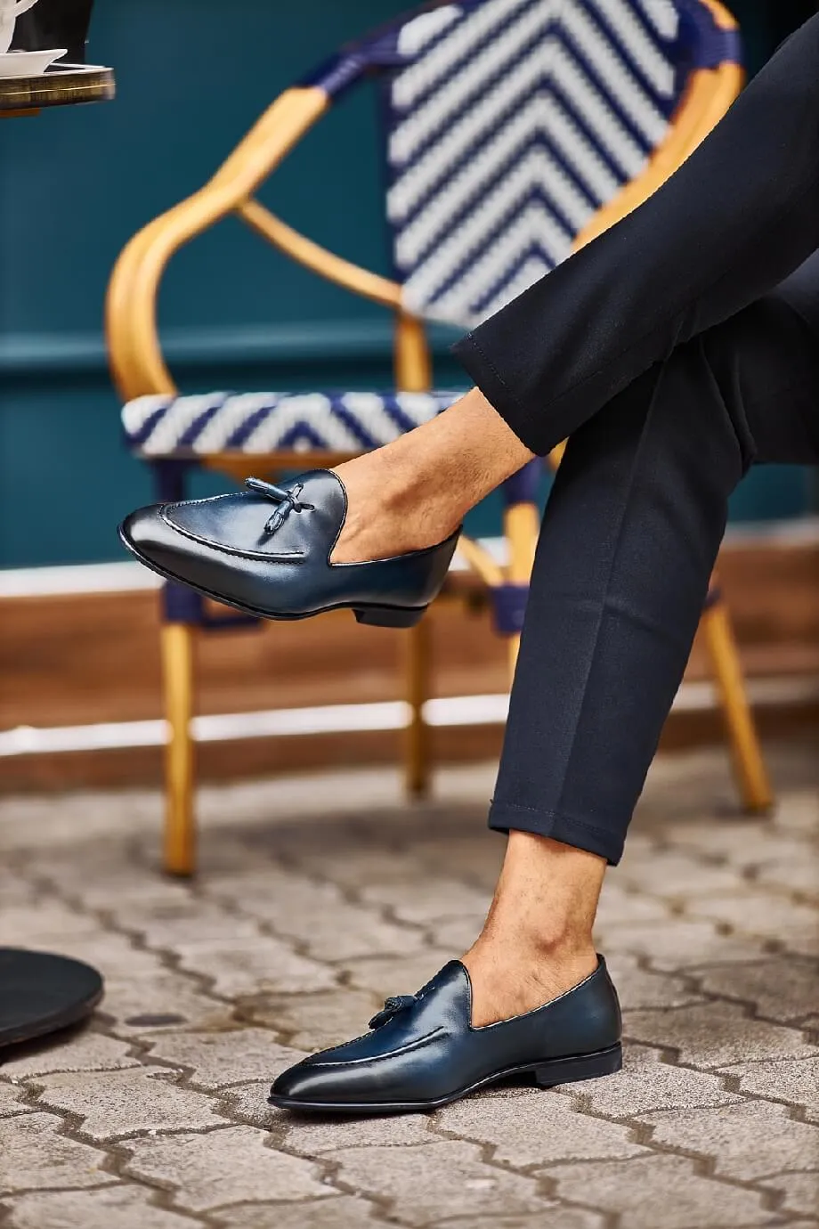 Navy Blue Tassel Loafers