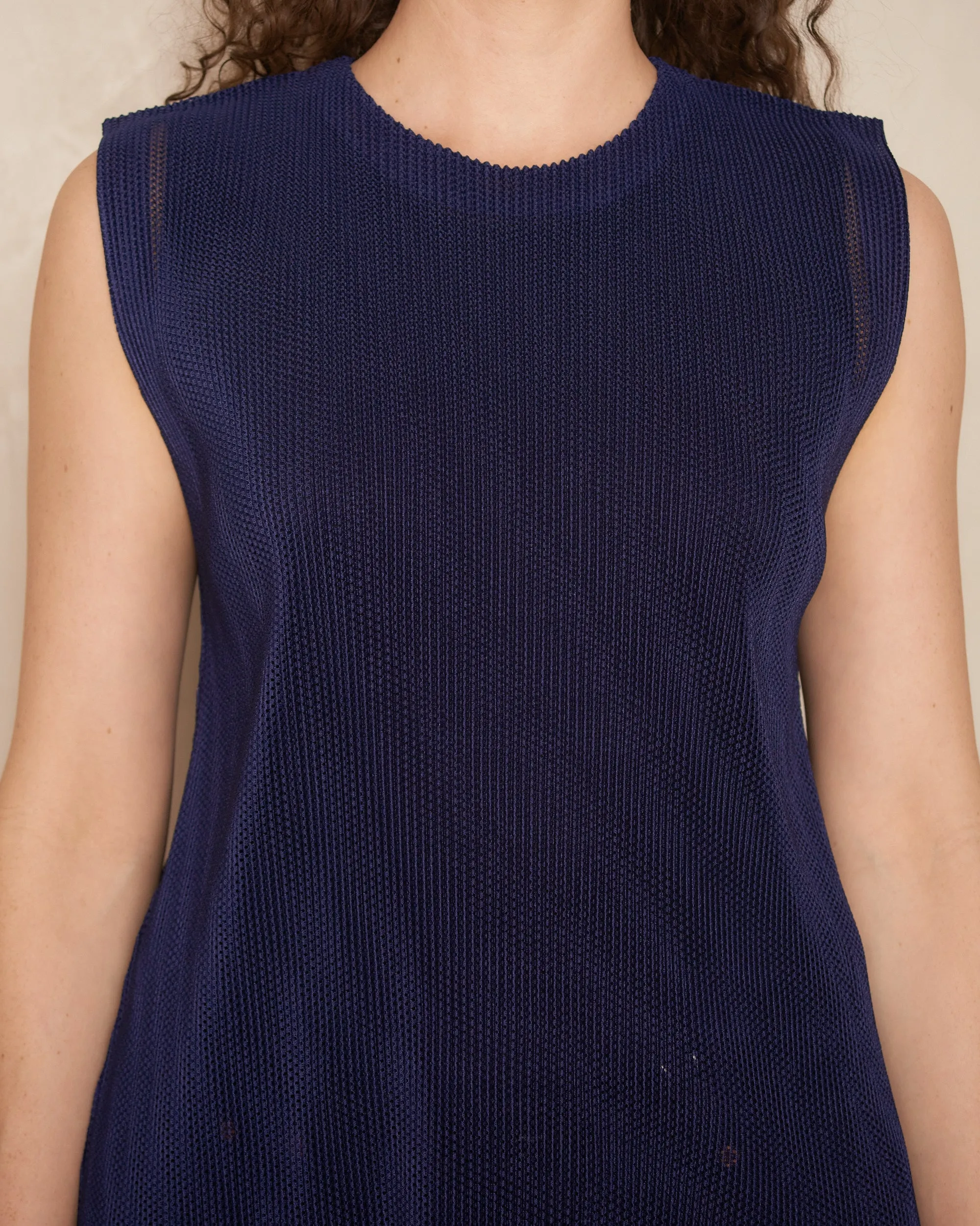 Navy Tatami Sleeveless Top