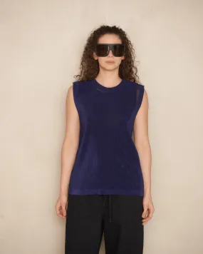 Navy Tatami Sleeveless Top