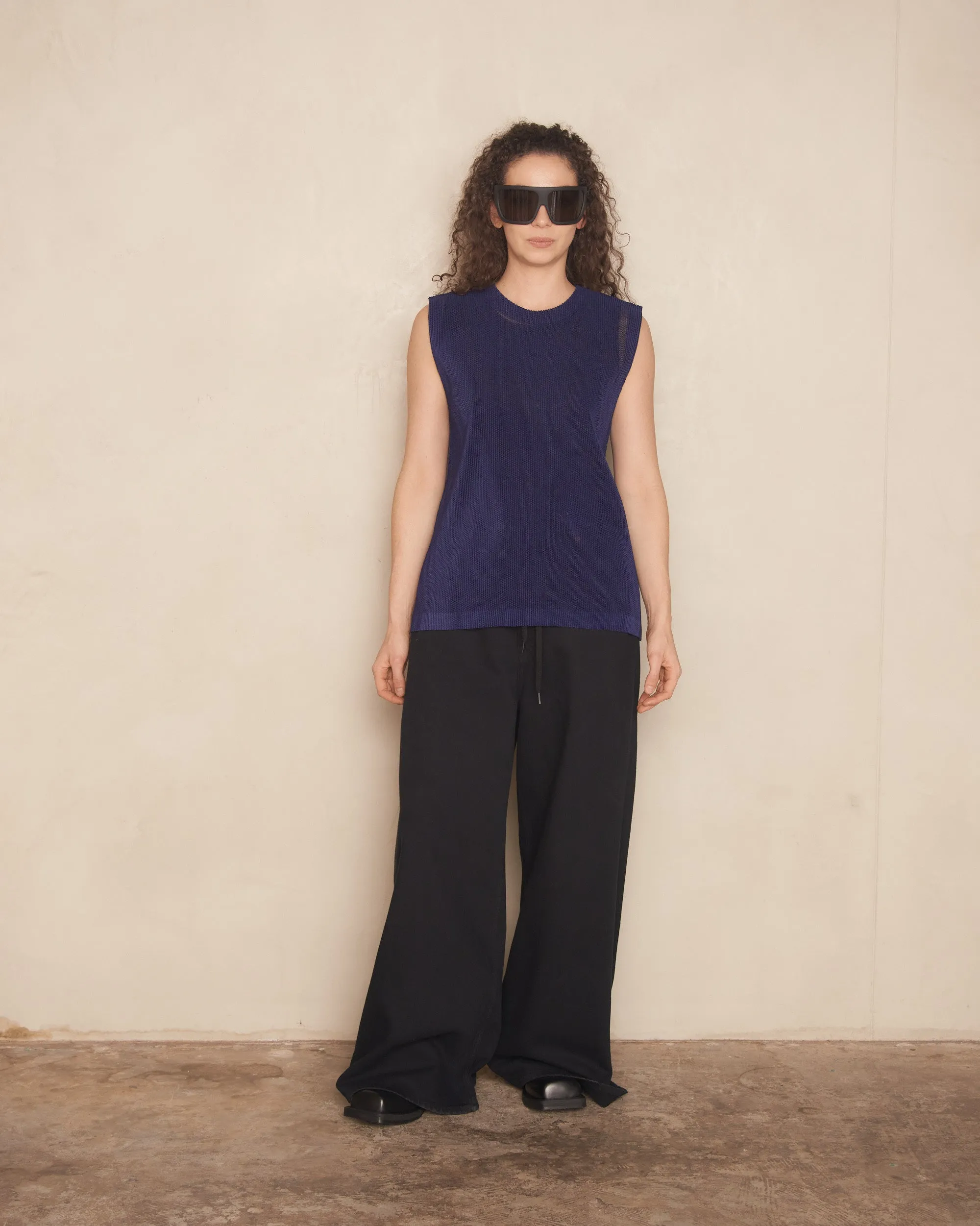 Navy Tatami Sleeveless Top