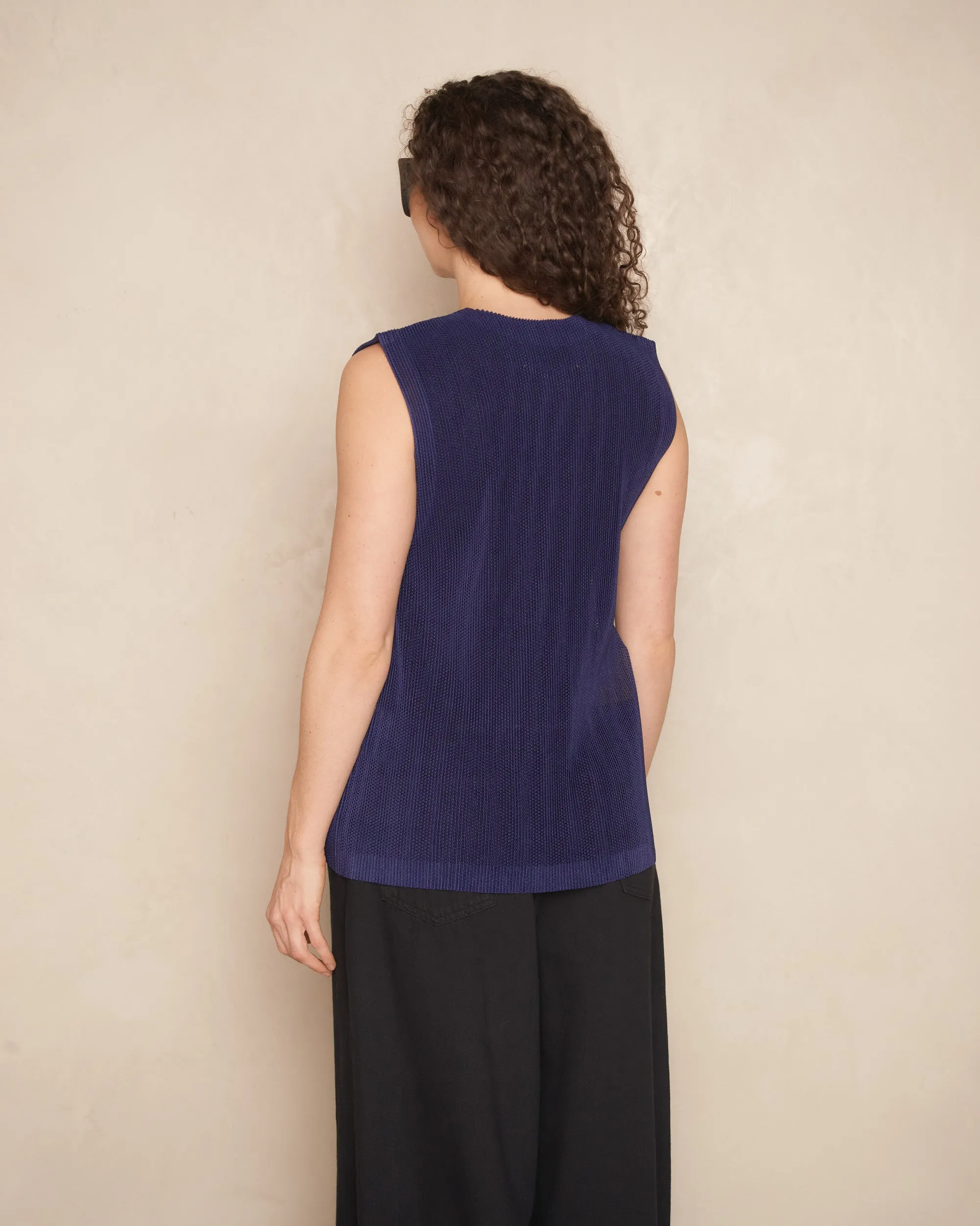 Navy Tatami Sleeveless Top