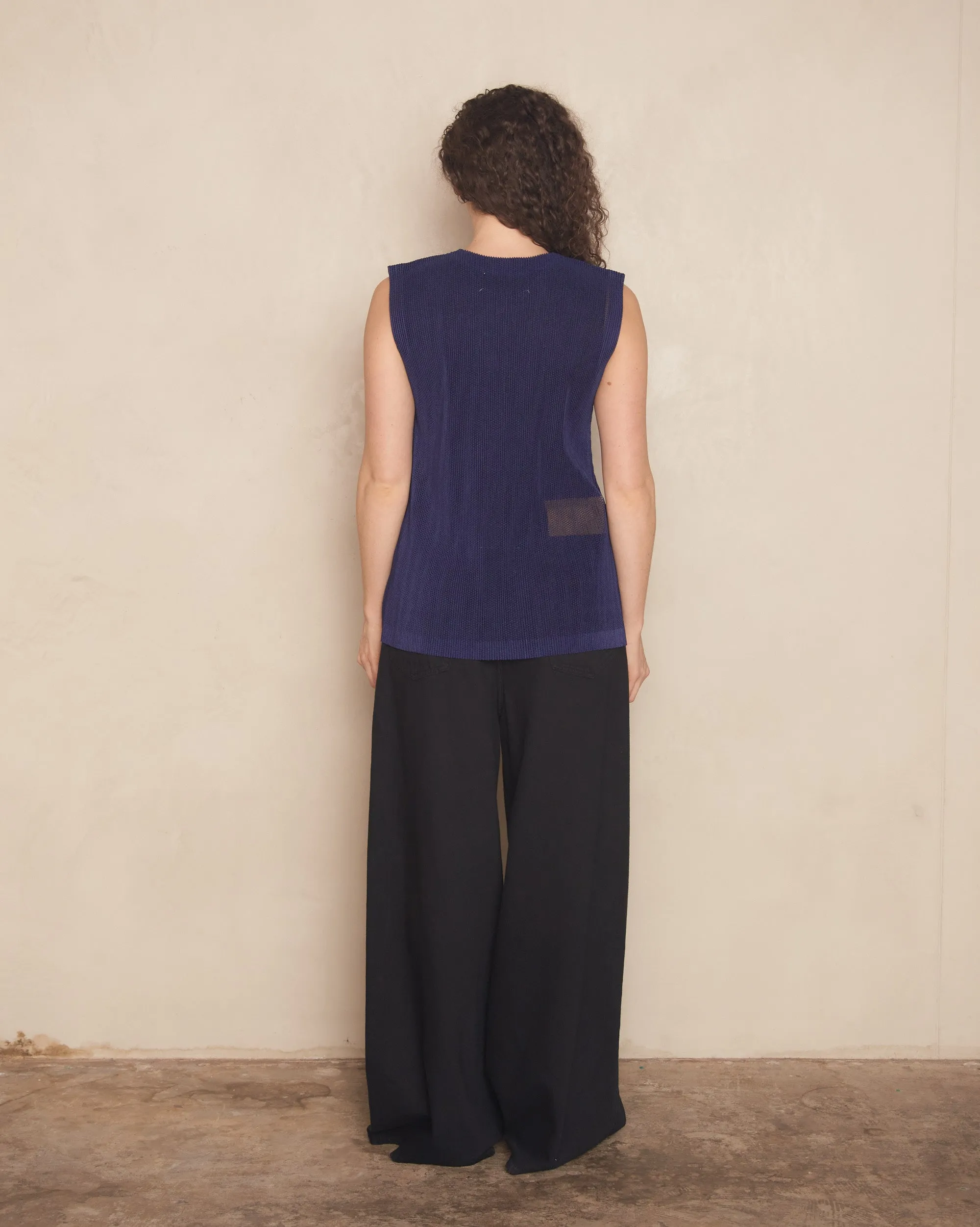 Navy Tatami Sleeveless Top