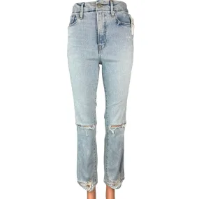 NEW Good American Women's Blue Light Wash High Rise Distressed Denim Jeans 25