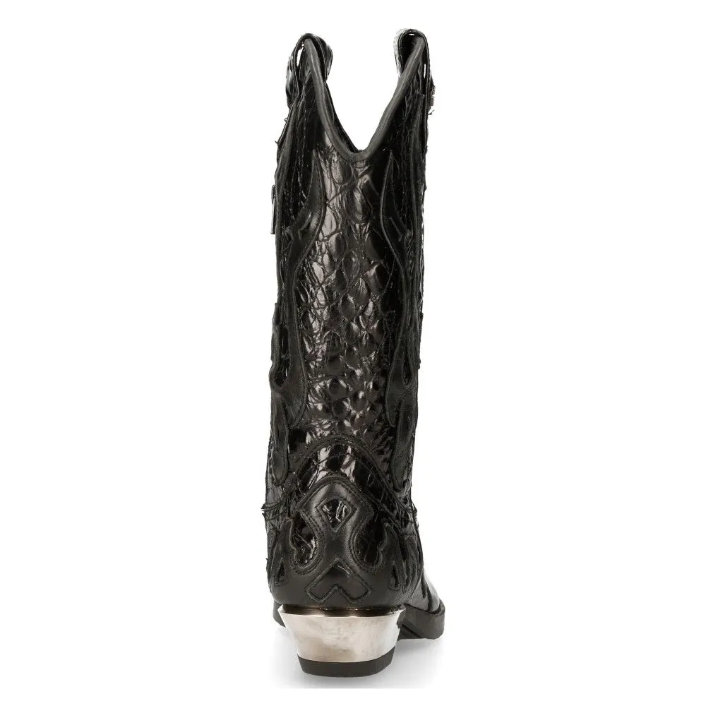 NEW ROCK - M-7921-S1 Western Style Black Flame Boots