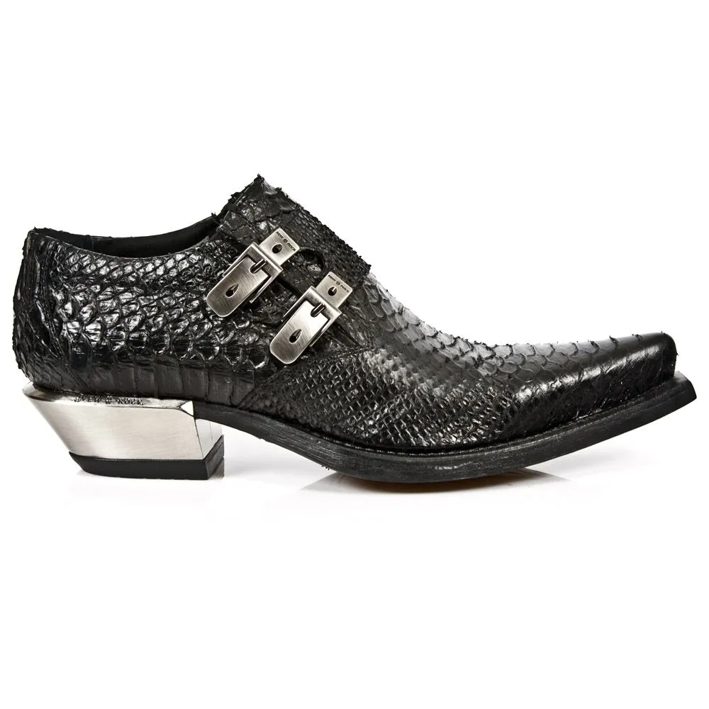 NEW ROCK -  M-7934-S2 Men's Leather Steel Embossed Ankle Boots