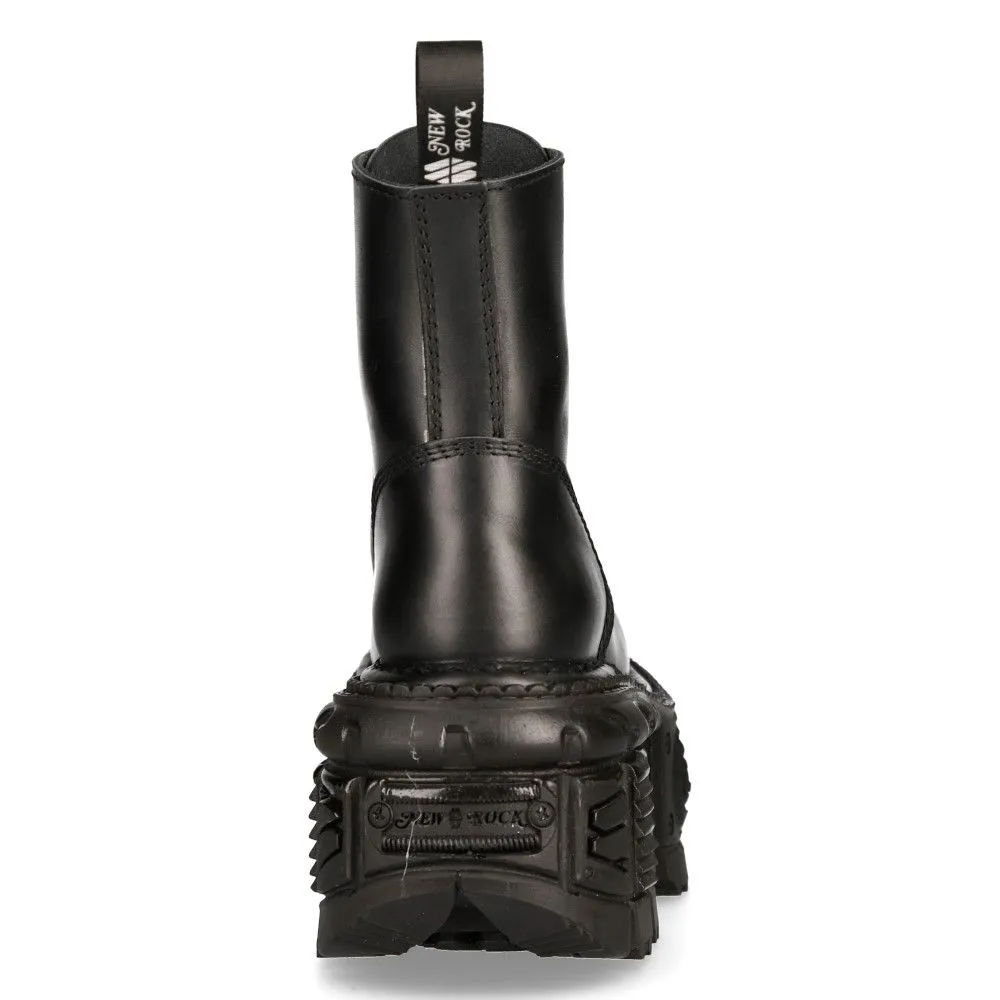 NEW ROCK - M-MILI084N-S5 Platform Military Style Biker Boots