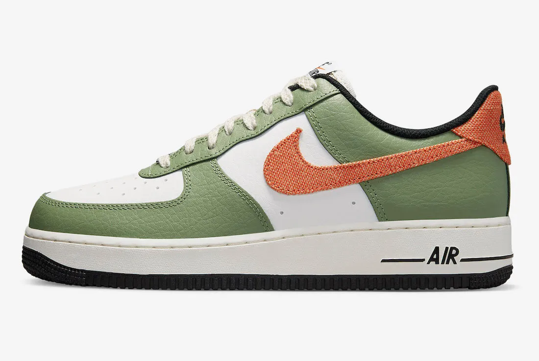 Nike Air Force 1 Low 07 Oil Green White Sail Safety Orange FD0758-386