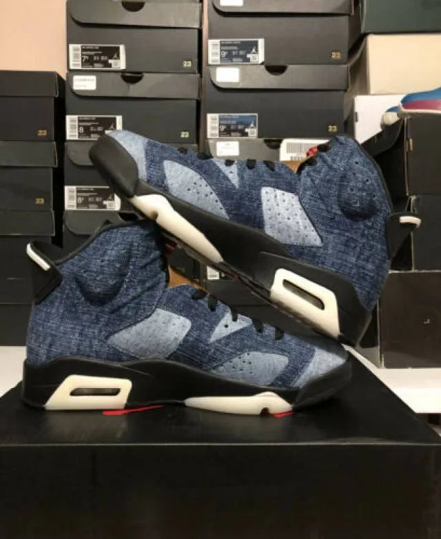 Nike air jordan 6 washed denim varsity red black men’s 9