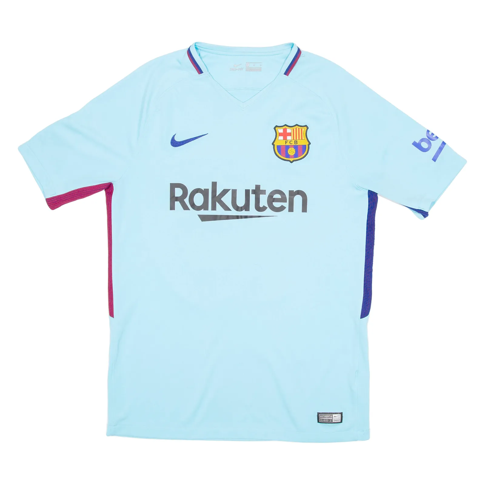 NIKE Barcelona Mens Football Shirt T-Shirt Blue V-Neck M