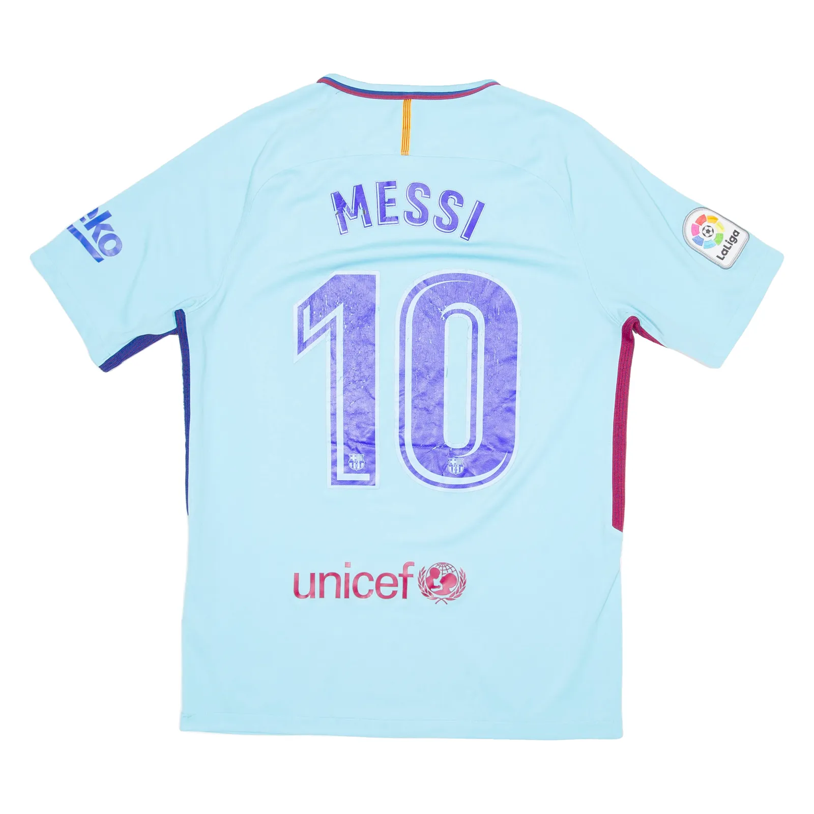 NIKE Barcelona Mens Football Shirt T-Shirt Blue V-Neck M