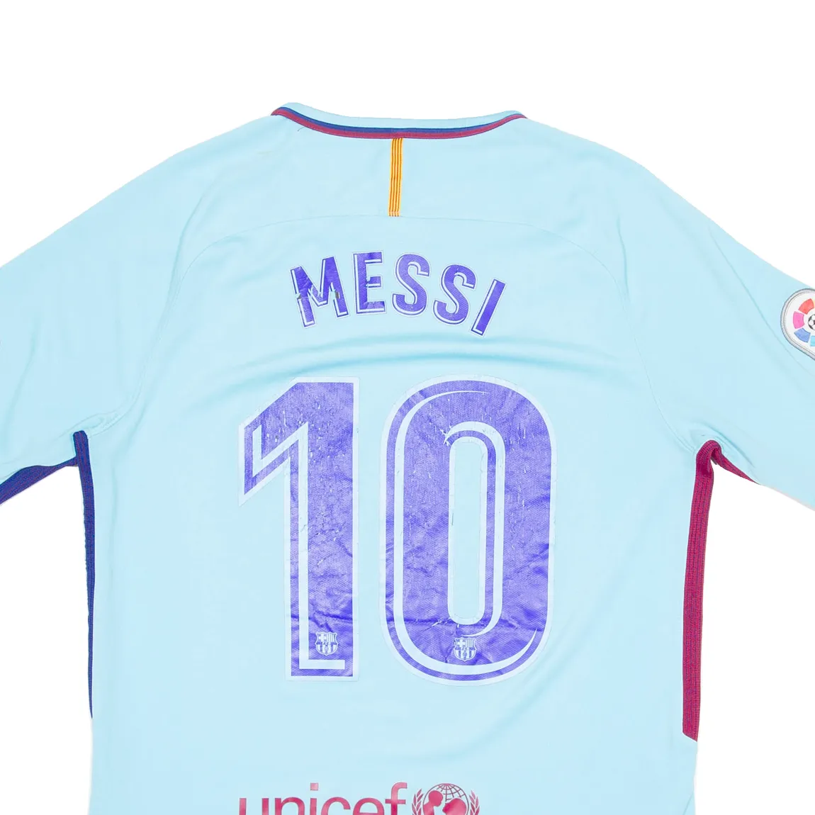 NIKE Barcelona Mens Football Shirt T-Shirt Blue V-Neck M