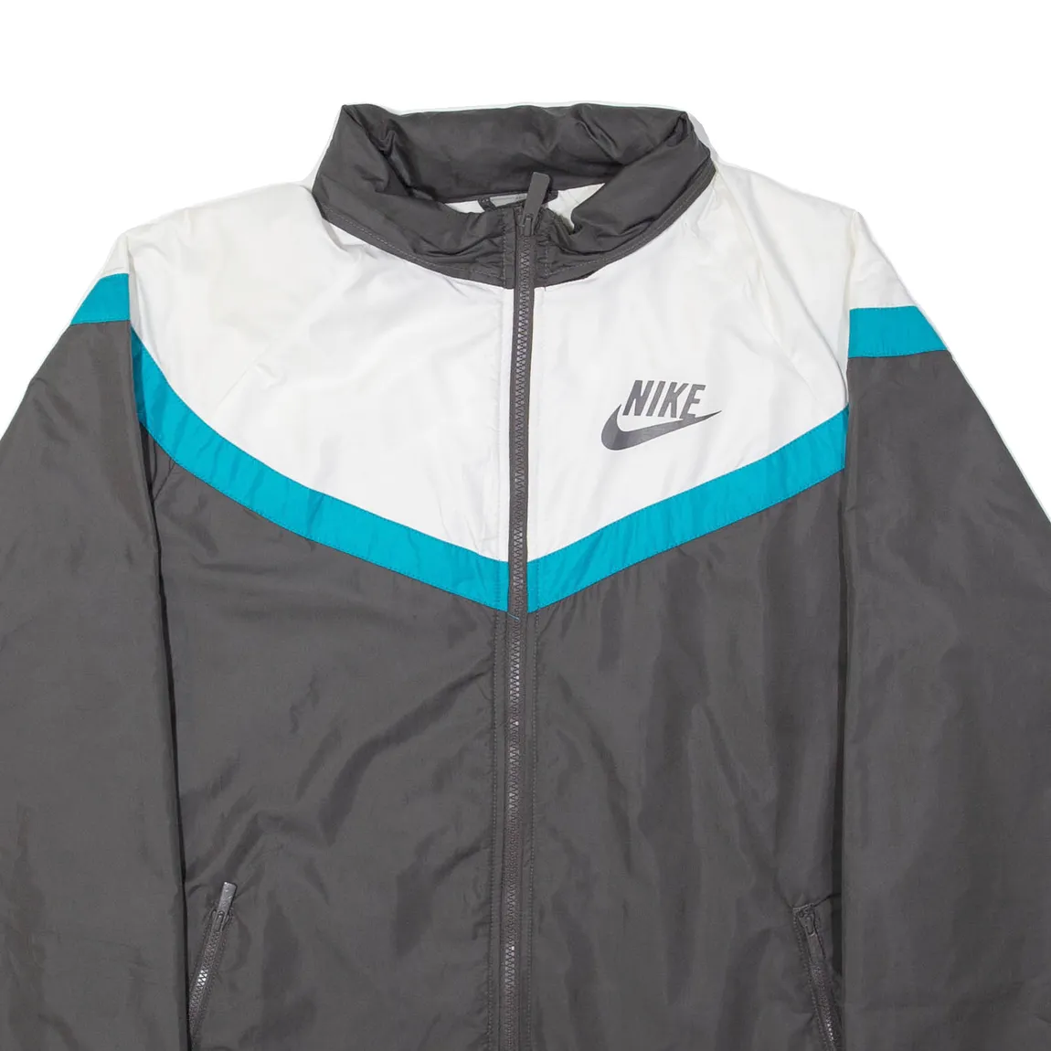 NIKE Mens Jacket Grey Hooded Colourblock M