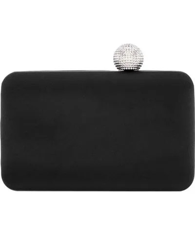 Nina Satin Minaudiere Crystal Clasp Clutch