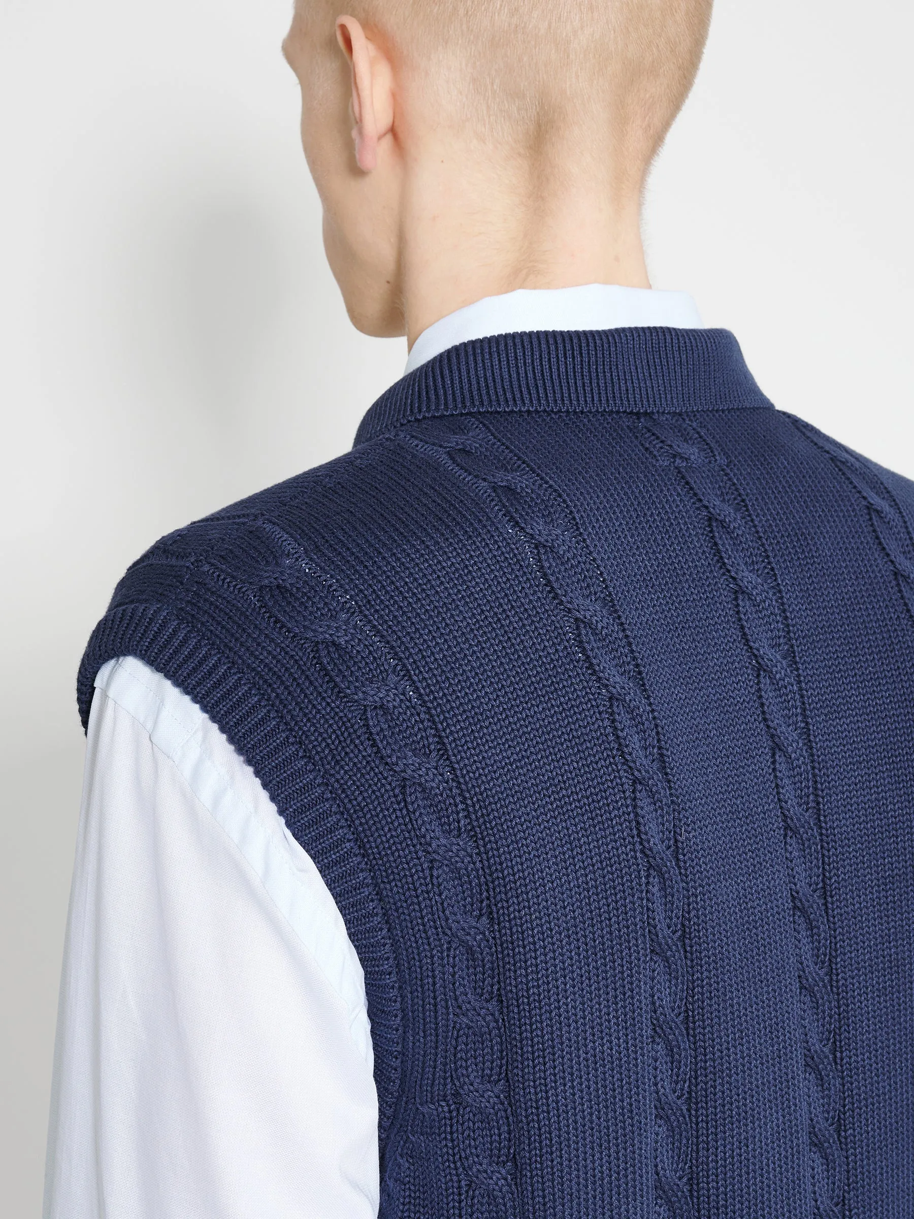 Noah Cotton Cable Sweater Vest Navy