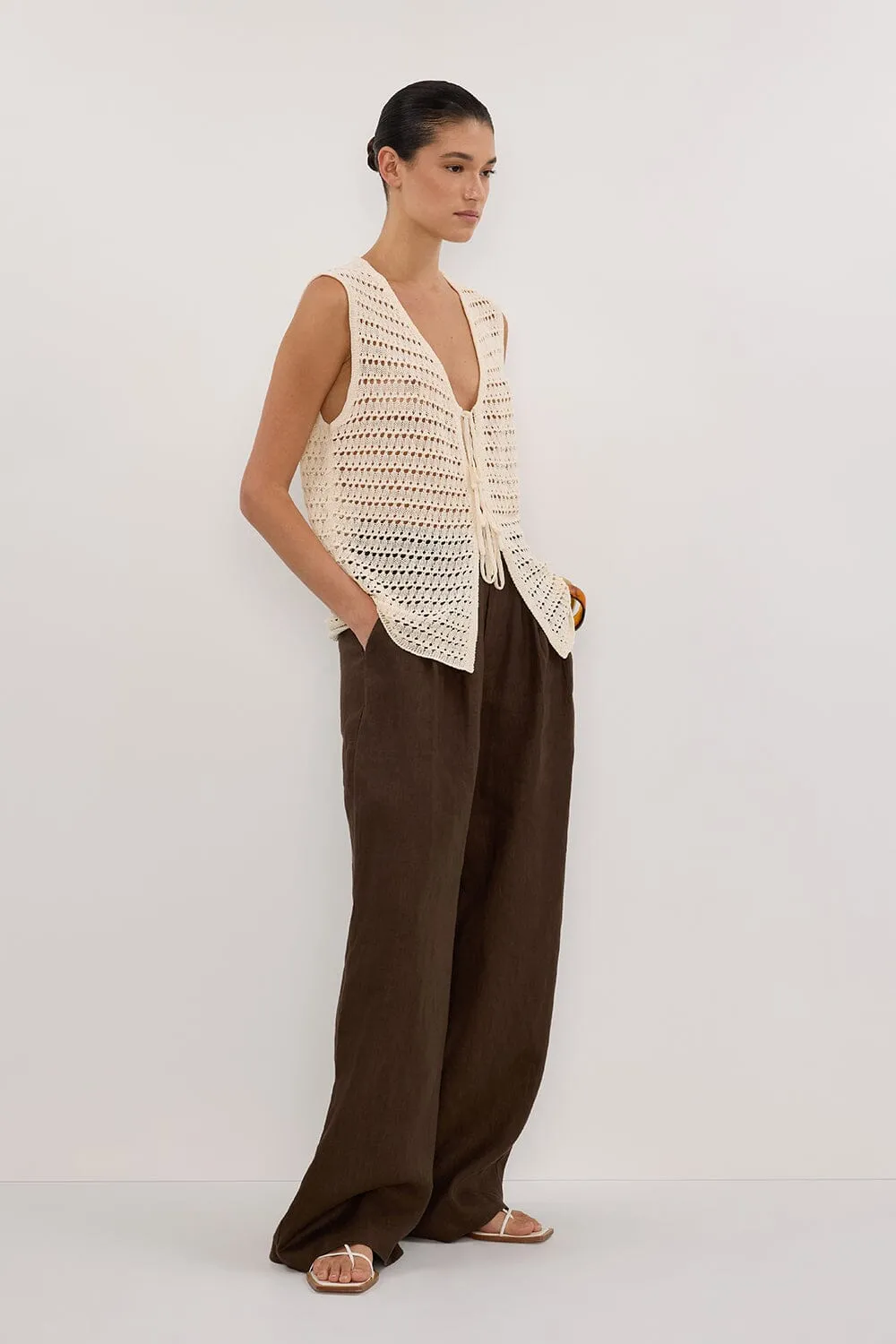 NOAH CROCHET NATURAL KNIT VEST