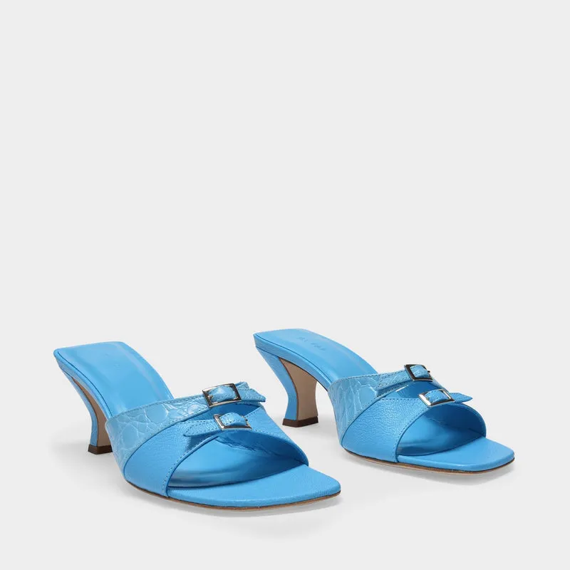 Noor Sandals in Blue Lagoon Grained Leather