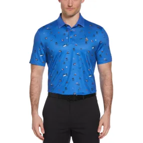 Novelty Golf Print Golf Polo Shirt In Nebulas