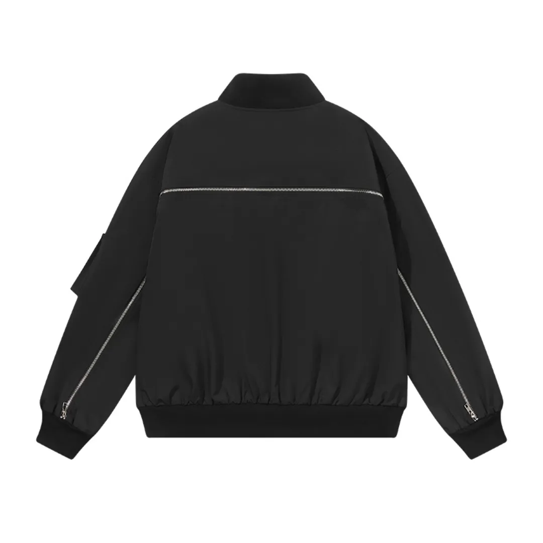 Nylon Zipper Bomber Jacket