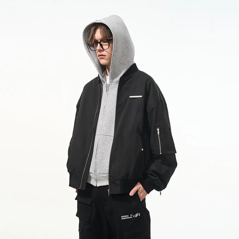 Nylon Zipper Bomber Jacket