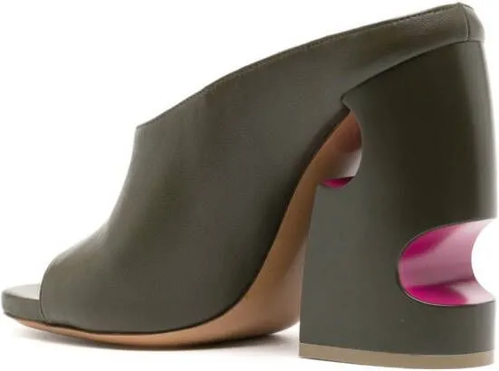 Off-White Pop Meteor 120mm leather mules Green