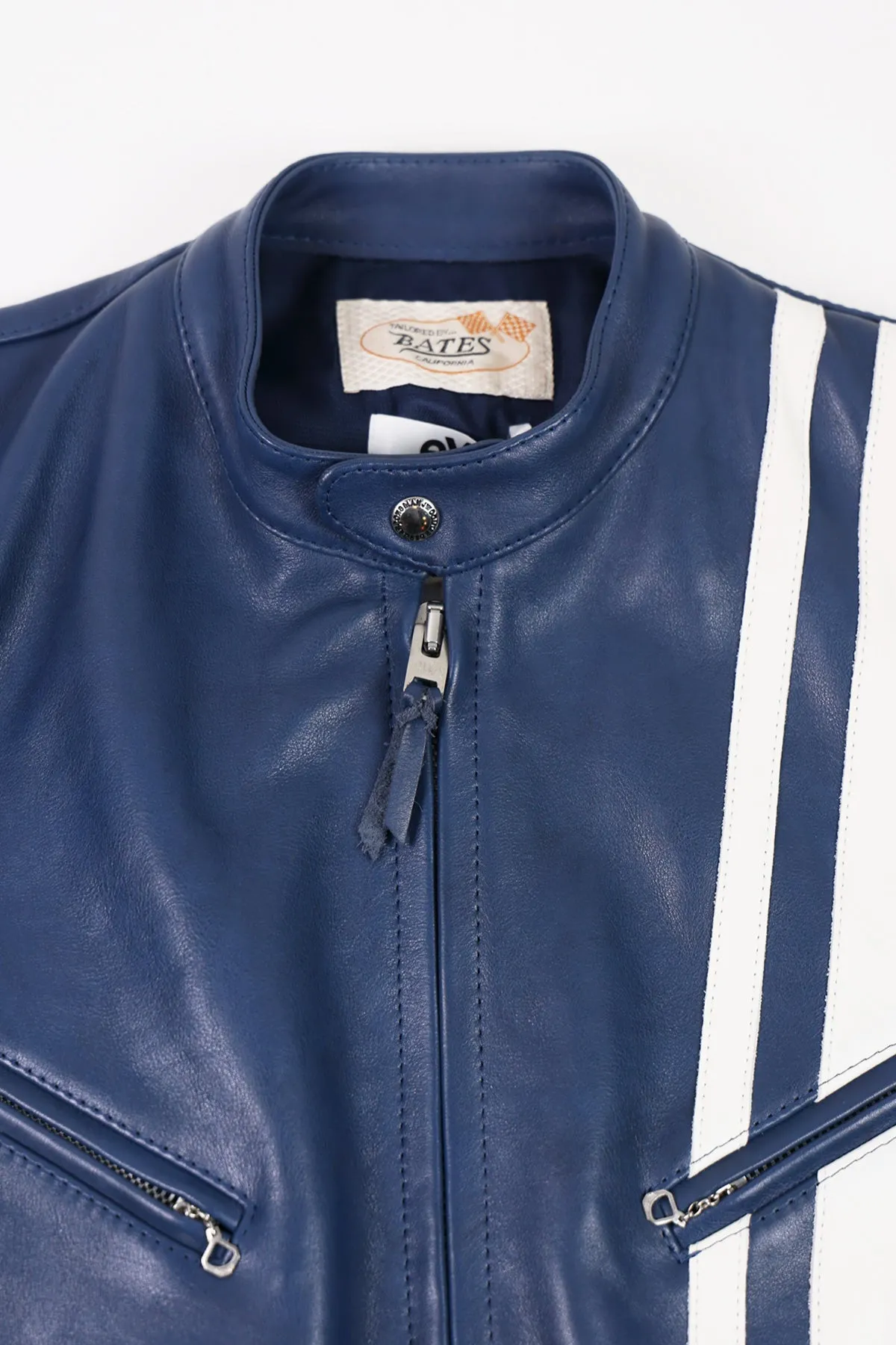 Oiled Leather Racing Jacket - Blue