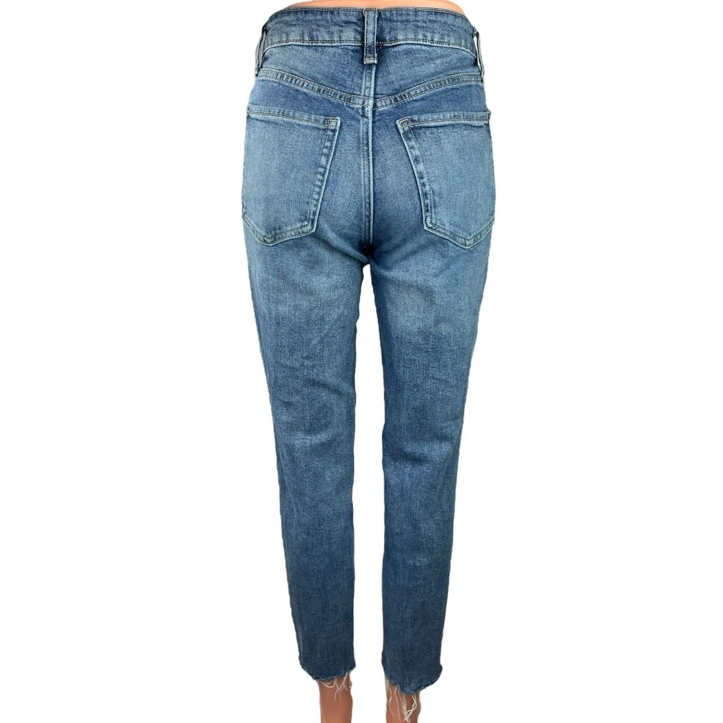 Old Navy Blue Medium Wash High Rise Cropped Denim OG Straight Leg Jeans Size 0