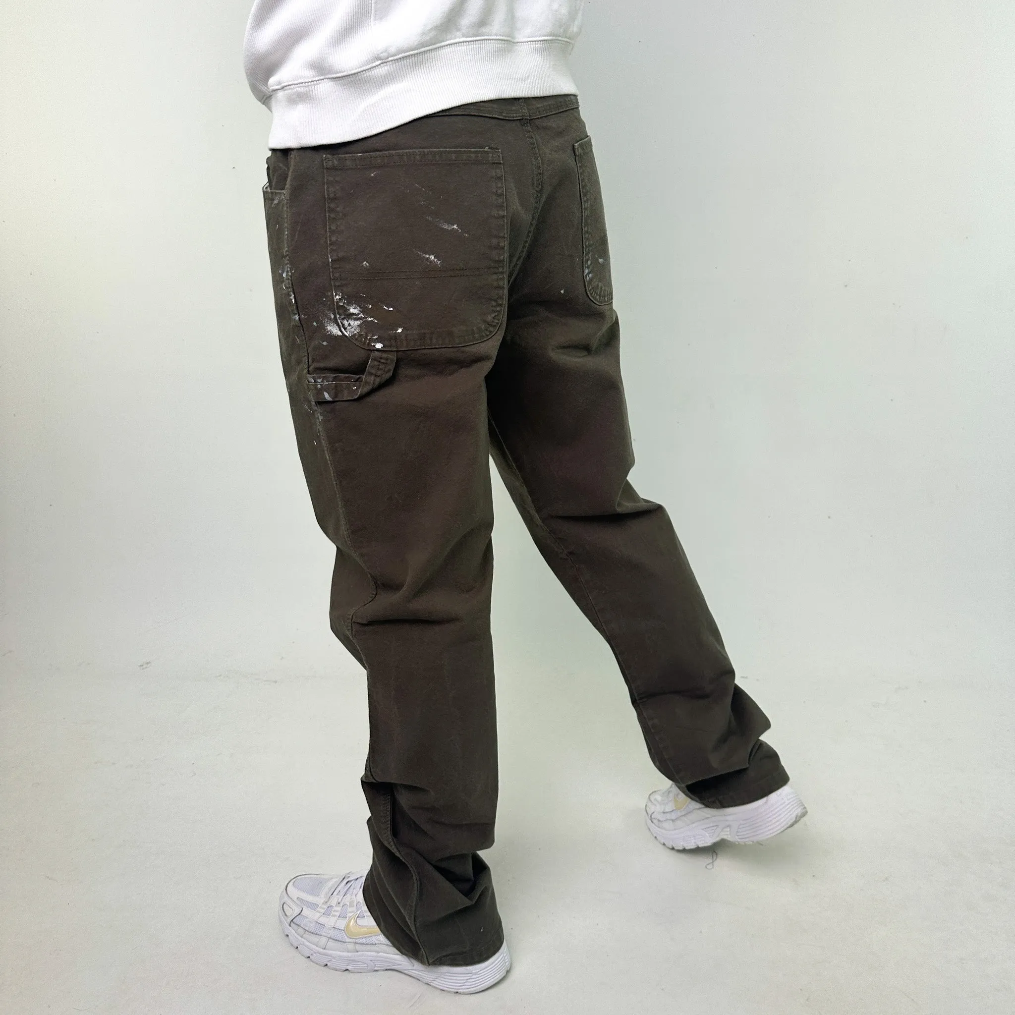 Olive Green 90s Dickies Cargo Skater Trousers Pants Jeans (36x34)