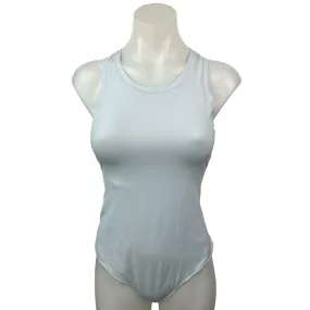 Organic Basics Light Blue Ribbed Sleeveless Racerback Bodysuit Tank Top Size L