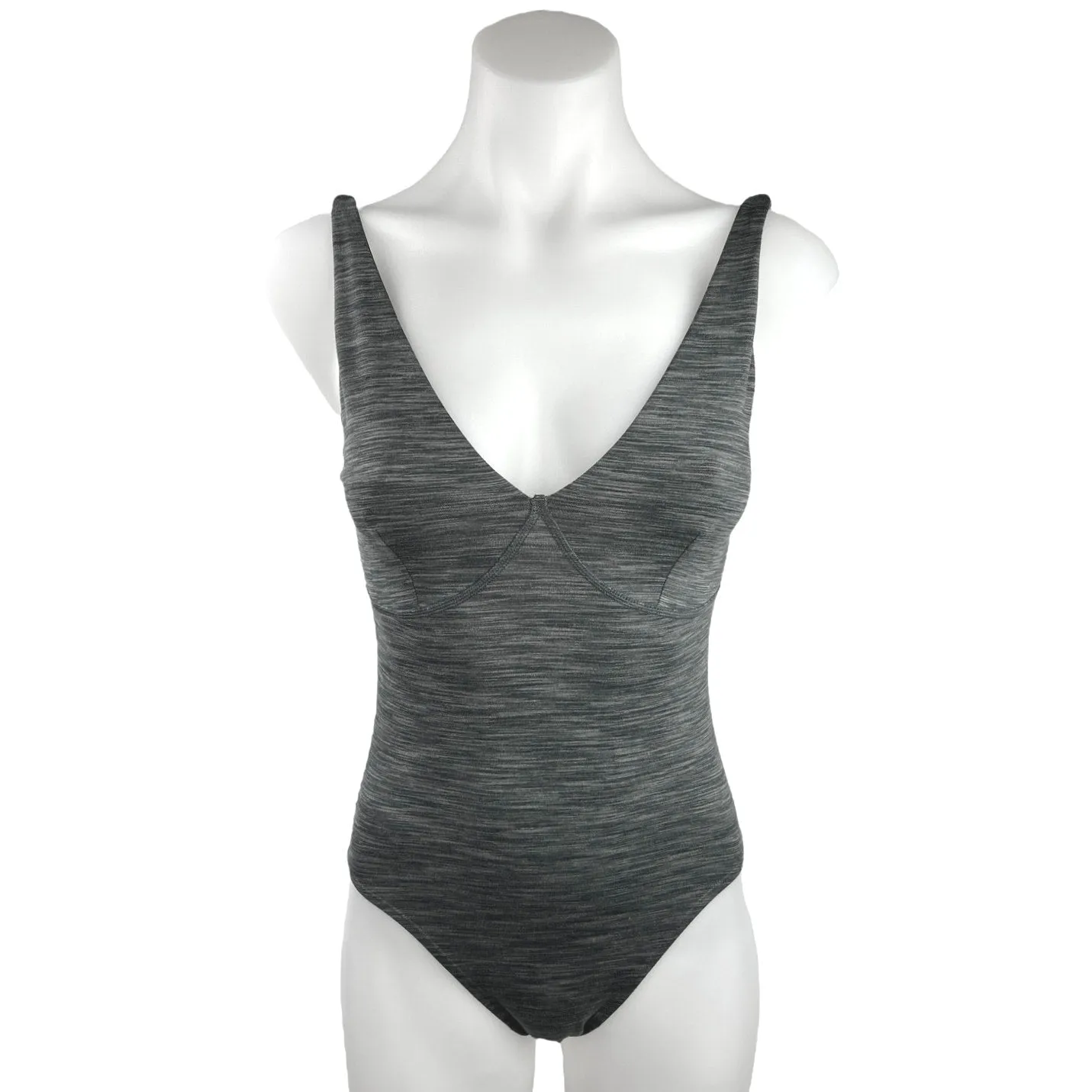 Outdoor Voices FreeForm Leotard Charcoal Gray V-neck Sleeveless Bodysuit Top XS