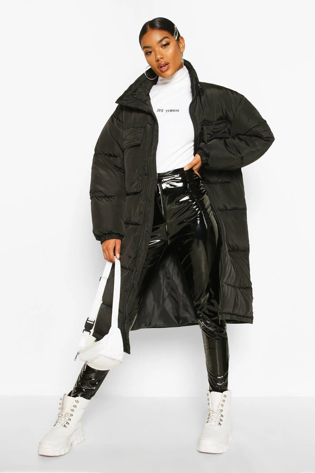 Oversize Panelled Longline Puffer