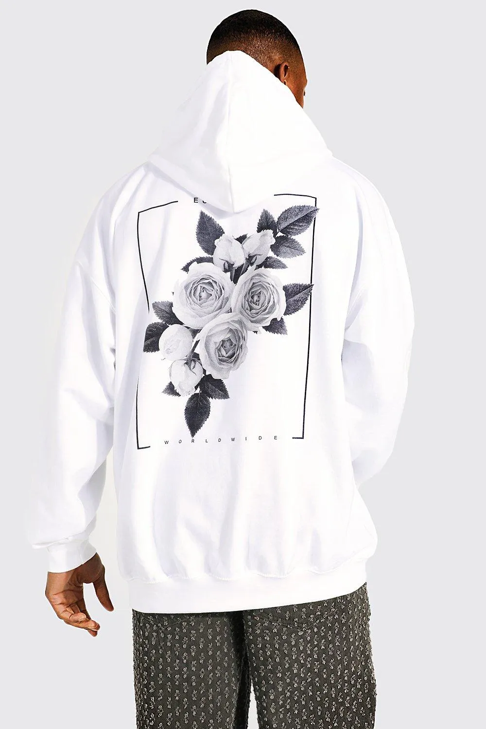 Oversized Floral Back Graphic Hoodie