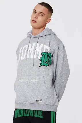 Oversized Homme Applique Varsity Hoodie
